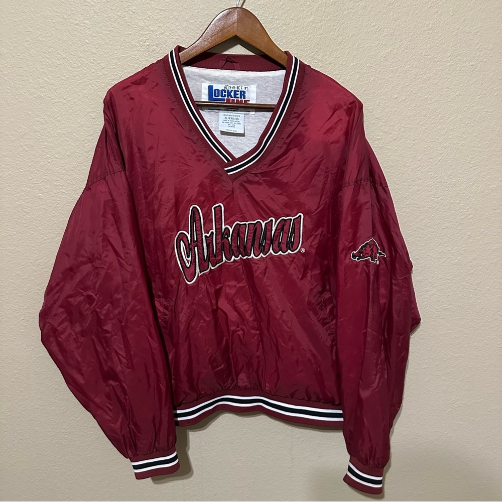 Vintage 90s Locker Line Arkansas Razorbacks Windbreaker Pullover